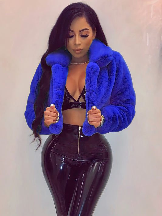 STUNNING! Crop Faux Fur Jacket