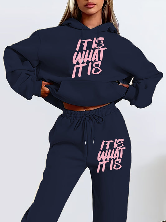 TRENDY "It Is What It Is" Casual Hoodie & Jogger Set