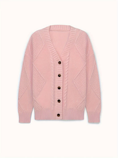 Solid Color Button Front Knitted Cardigan