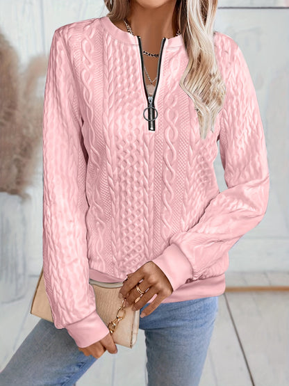 NEW! Textured Zipper Pullover Sweatshirt